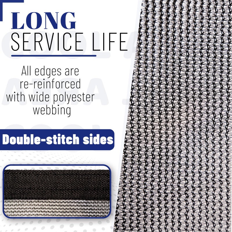 Cool Area 60-70% Shade Cloth 8x10FT Heavy Duty Knitted Mesh Tarp with Grommets Mesh Screen for Patio Canopy Garden Porch Greenhouse Pools Dog Kennel Black - Image 3